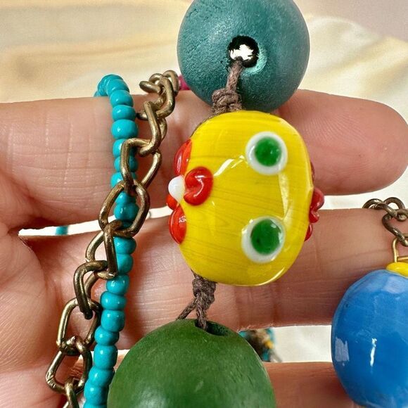 Colorful beaded multi strand long necklace - Picture 11 of 14